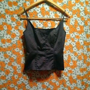 XOXO in America & Abroad Black Satin Tank Top